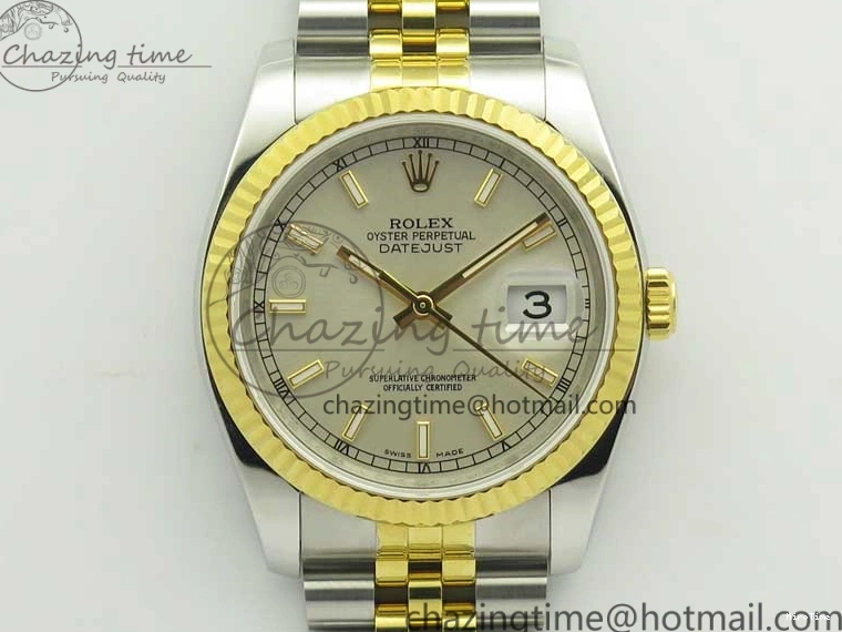 MiroTime 0519 DateJust 36 SS YG 126233 ARF 1:1 Best Edition Silver Dial Stick Markers on SS YG Jubilee Bracelet SH Elegant 3430